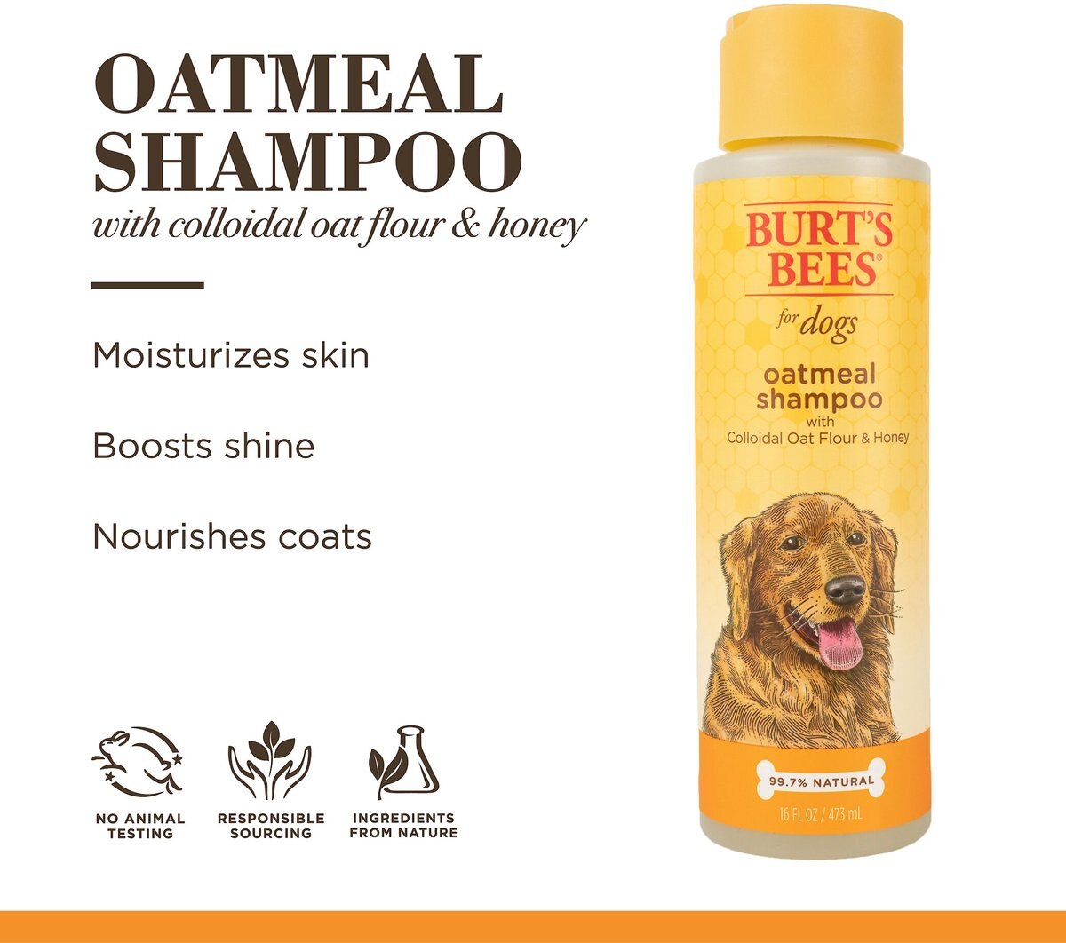 Burt's Bees Oatmeal Shampoo with Colloidal Oat Flour and Honey for Dogs