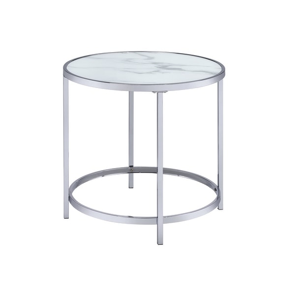 Realm Round Faux Marble Top End Table by Greyson Living