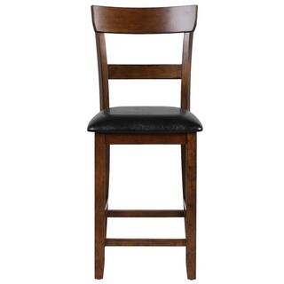 HONEY JOY Bistro Brown and Black Upholstered Bar Stools Vintage Wooden Dining Chair for Kitchen (Set of 2) TOPB004419