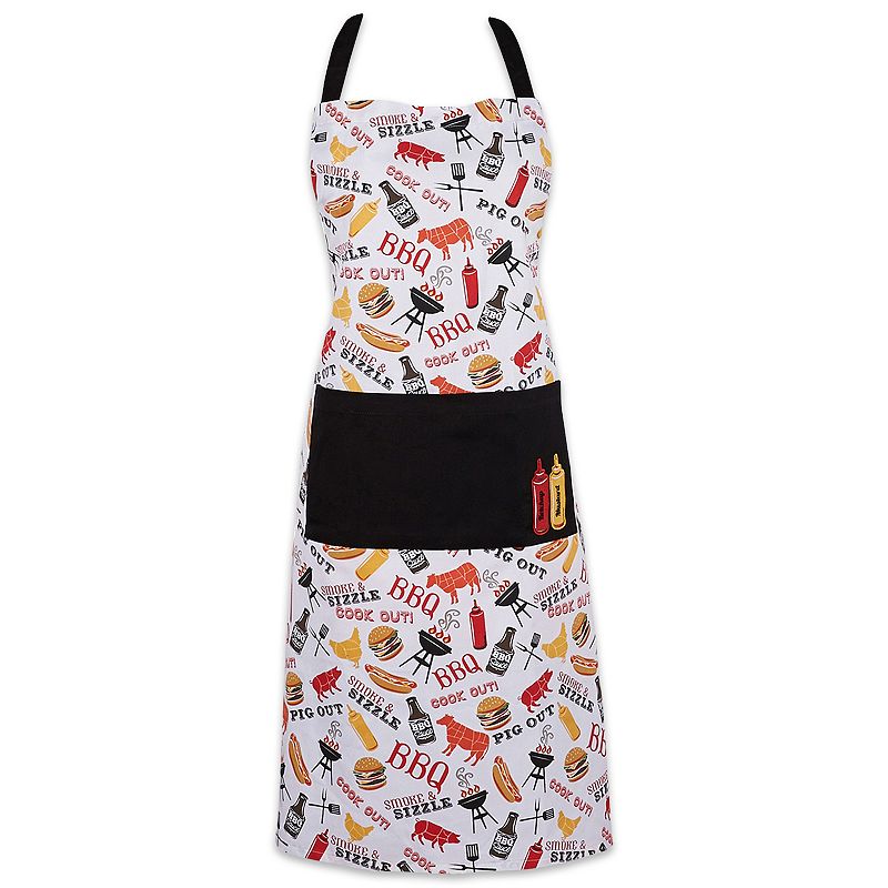 35 Red and Night Black BBQ Printed Chef Apron