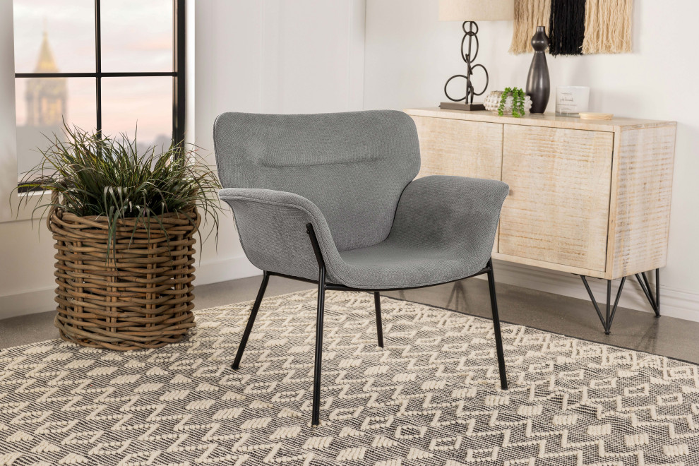 Davina Upholstered Flared Arms Accent Chair Ash Grey   Modern   Armchairs And Accent Chairs   by Modon  Houzz