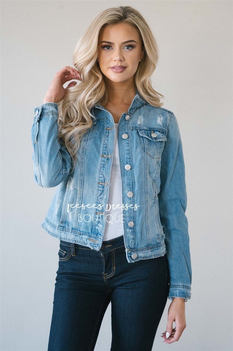 Light Denim Distressed Jean Jacket