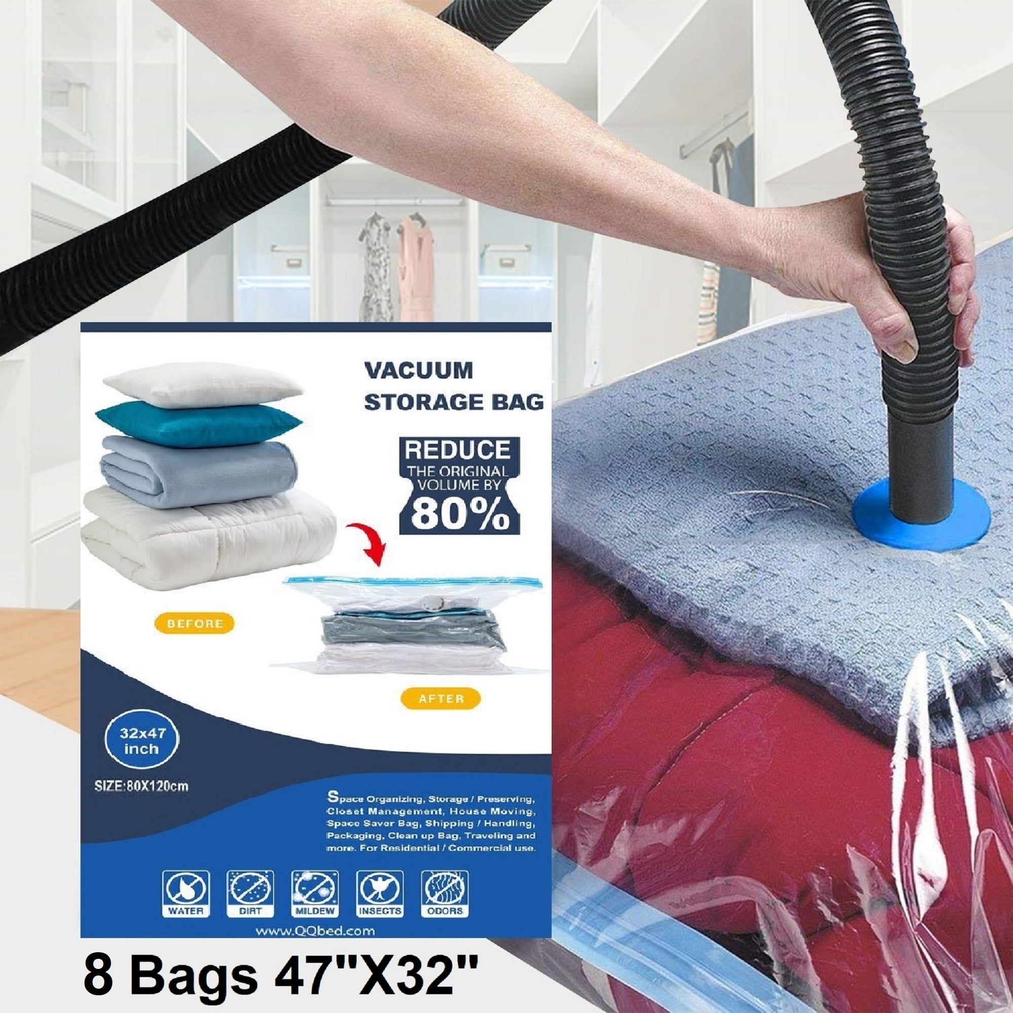 Storage Bag 8 PIECES: JUMBO Extra Large Space Saver Storage Vacuum Seal Organizer Packaging Bags 47