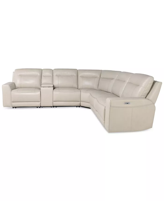 Macy's CLOSEOUT! Blairemoore 6-Pc. Leather Sectional with 1 USB Console and 3 Power Recliners