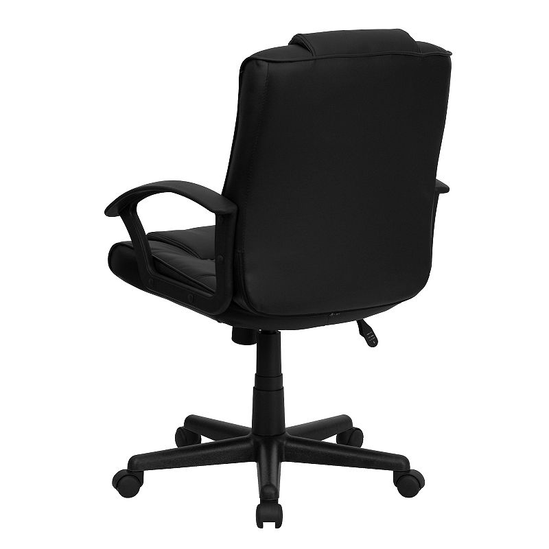 Emma and Oliver Mid-Back Black LeatherSoft Ripple/Accent Stitch Swivel Task Office Chair