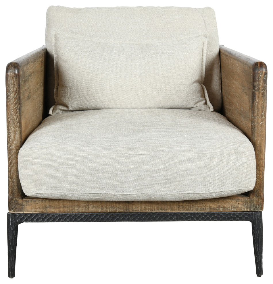 Renfrow Accent Chair by Kosas Home  Ivory/Brown   Industrial   Armchairs And Accent Chairs   by Kosas  Houzz