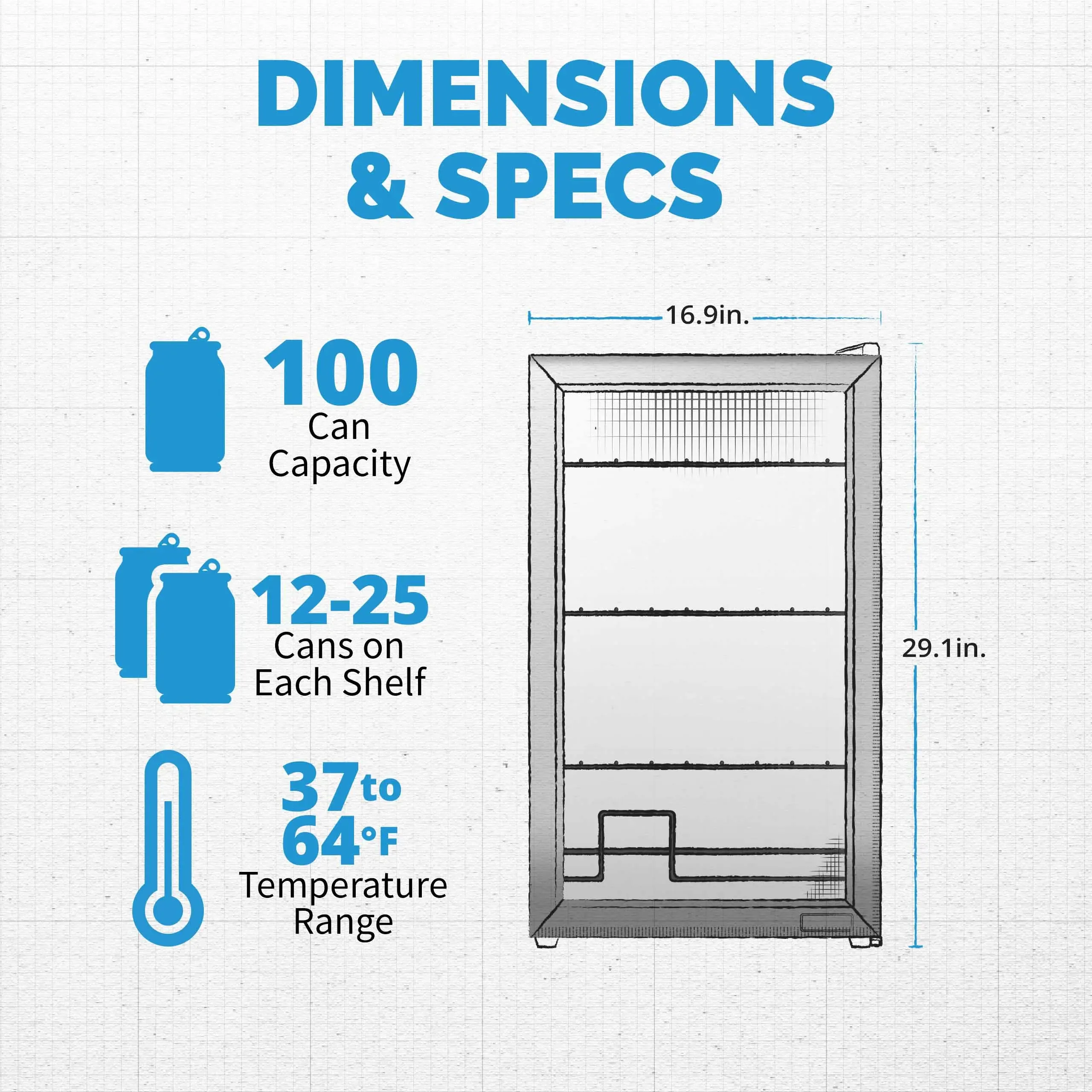 NewAir 100 Can Beverage Fridge - Stainless Steel