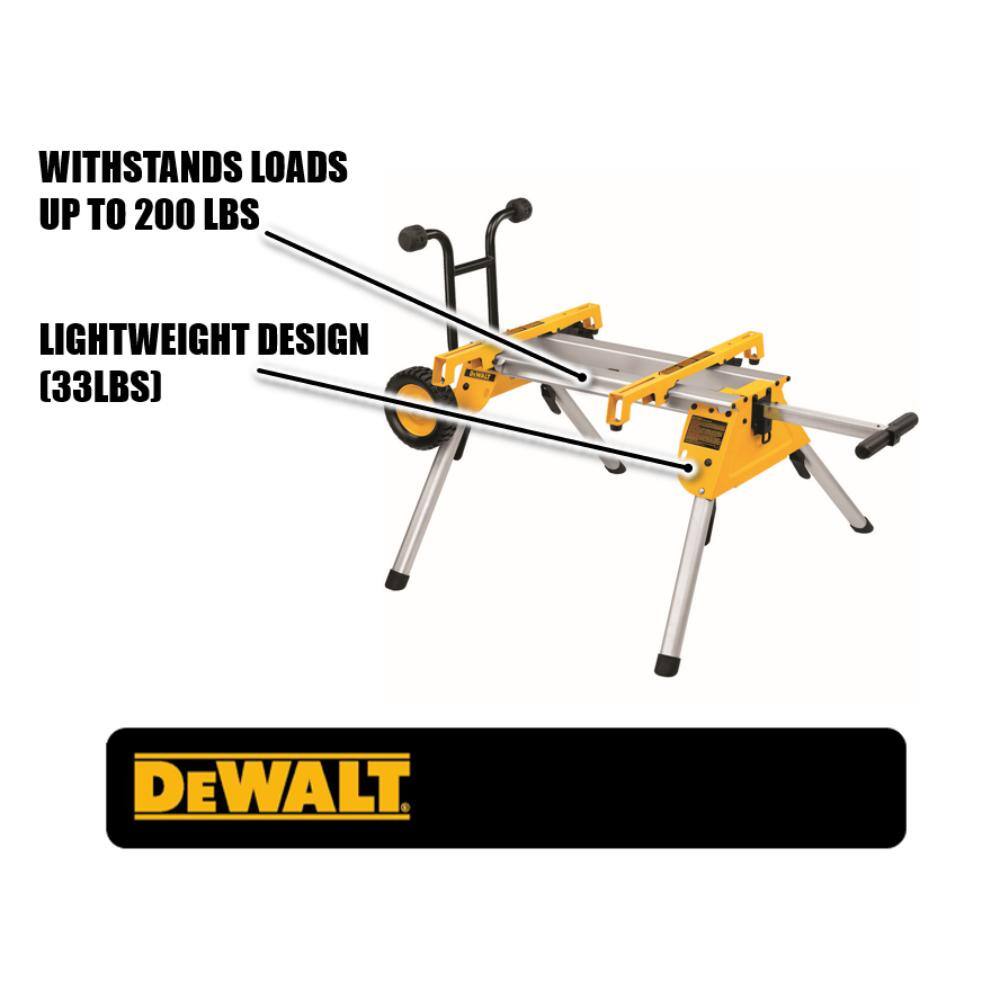 DW 15 Amp Corded 8-14 in. Compact Jobsite Table Saw and Heavy-Duty Rolling Table Saw Stand DWE7485W7440