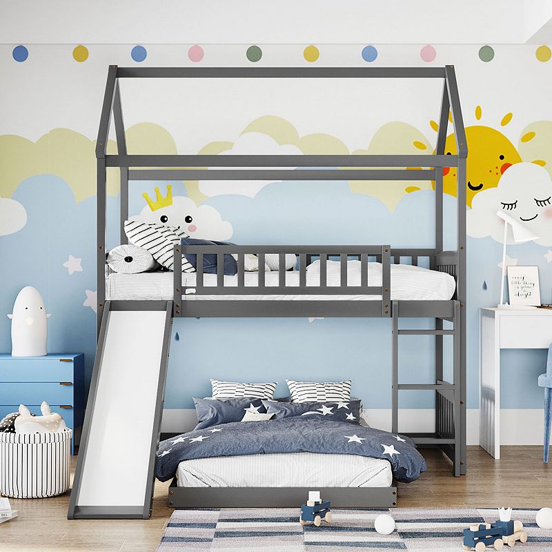 Bunk Bed with Slide，House Bed