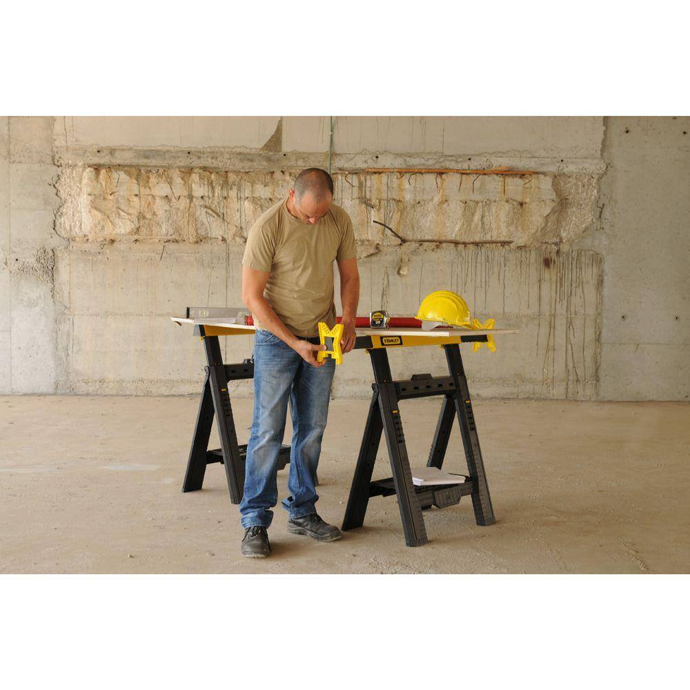 Stanley 32 in. H Plastic 2-Way Adjustable Folding Sawhorse (2 Pack) STST60626