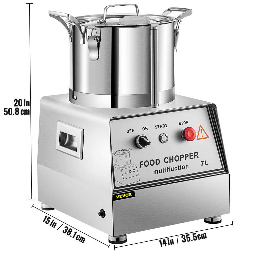 VEVOR 29Cup Silver Commercial Food Processor Stainless Steel Processor Electric Food Cutter Mixer 1400 RPM Grains Mill