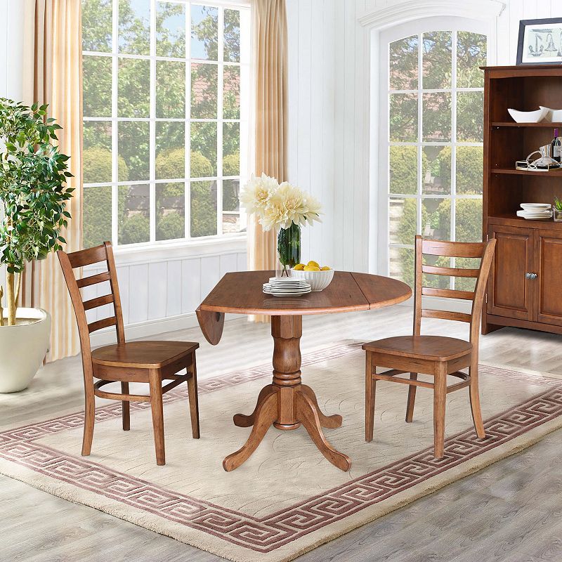 International Concepts 42-in. Drop-Leaf Table and Chairs 3-piece Set