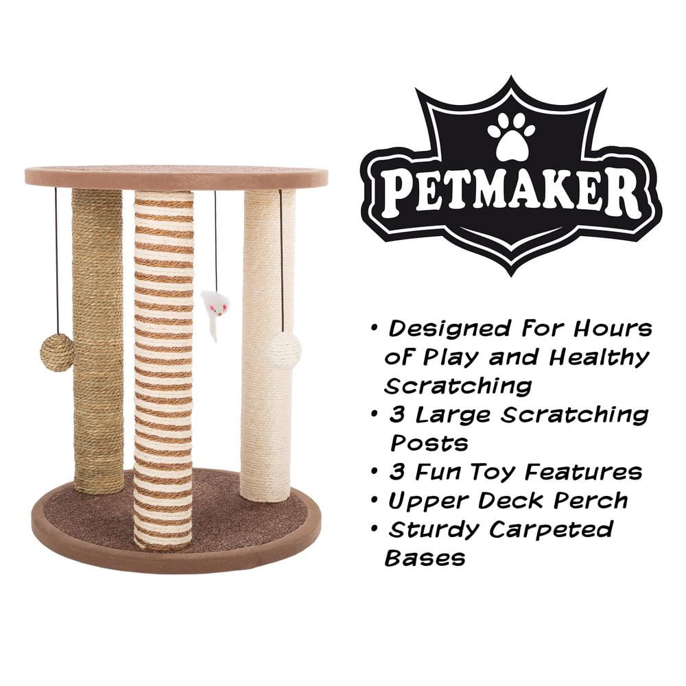 Petmaker Tan and Cream 3 Pole Cat Scratching Post with Perch HW3210072