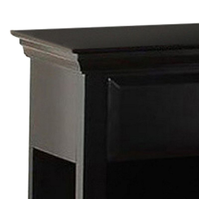 Poplar Wood Night Stand With Drawer， Black