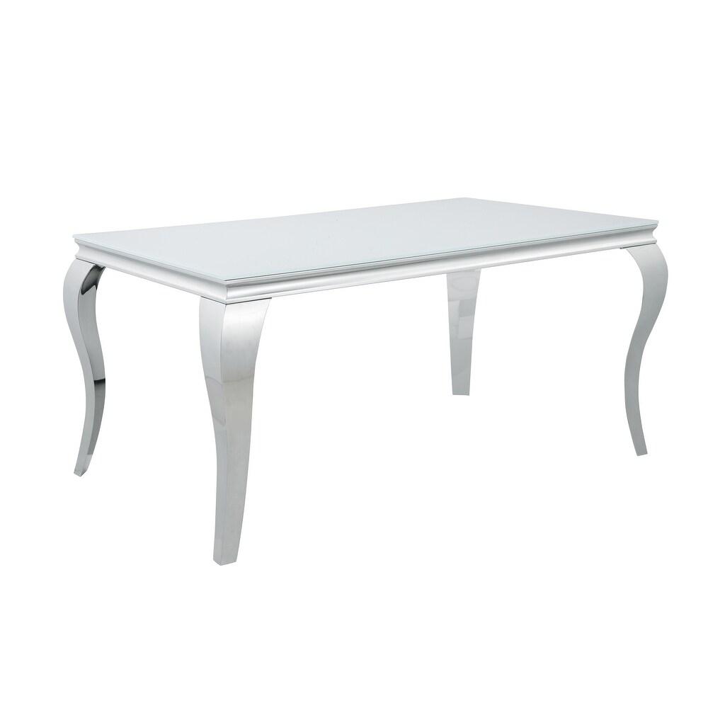 Coaster Furniture Carone White and Chrome Glass Top Dining Table