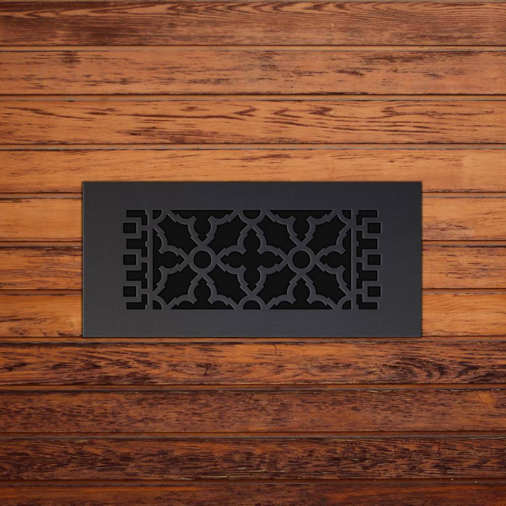 Reggio Registers Scroll Series 4 in. x 10 in. Cast Iron Grille Black without Mounting Holes 612-NH