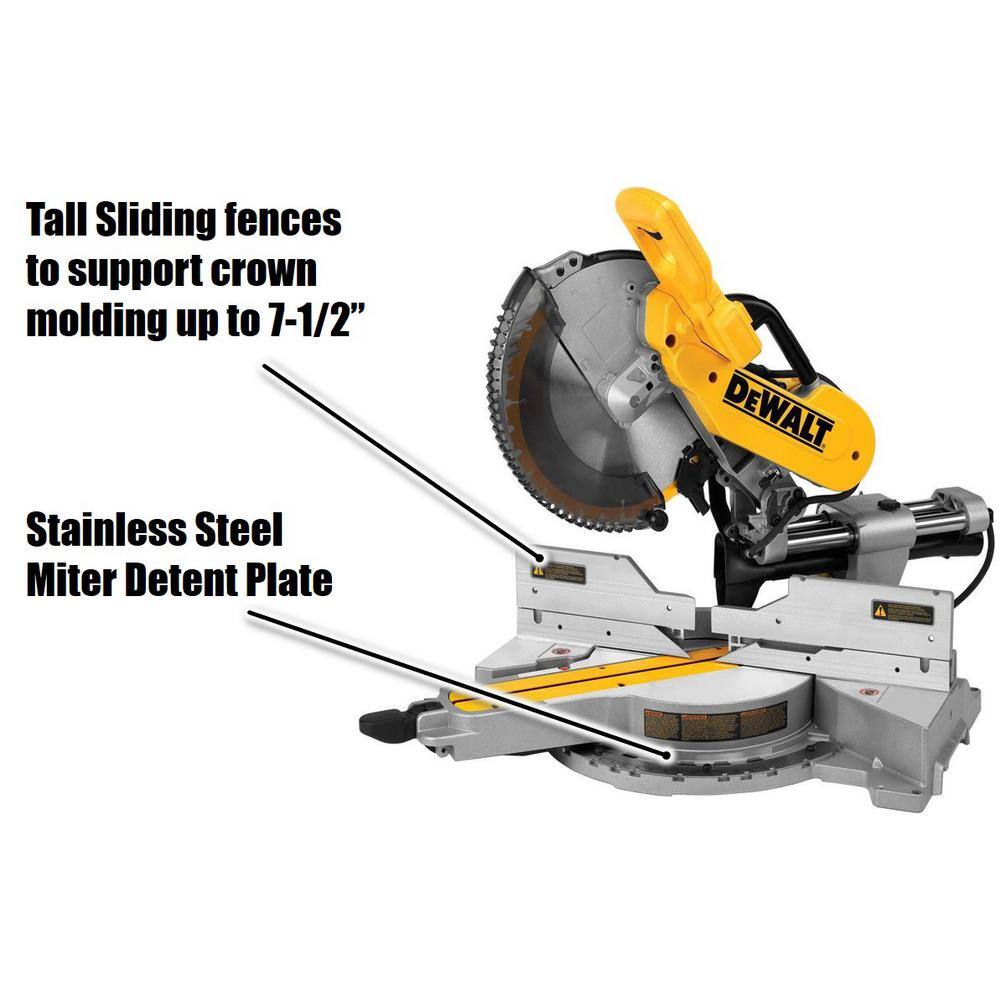 DW 15 Amp Corded 12 in. Double Bevel Sliding Compound Miter Saw Blade Wrench and Material Clamp DWS779