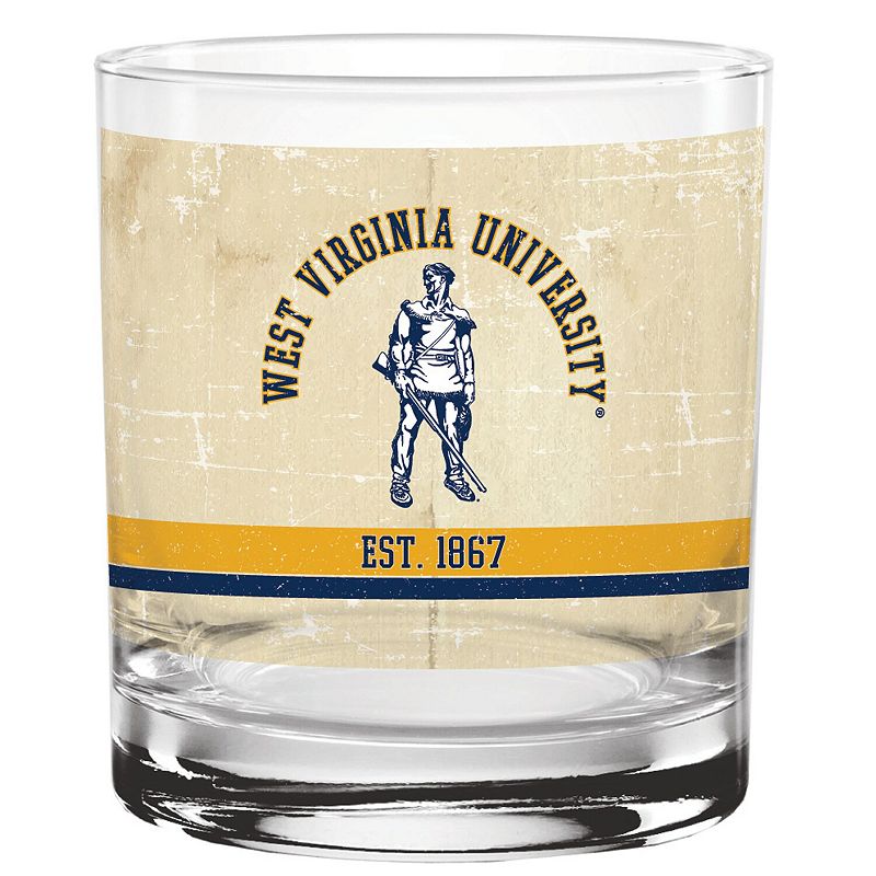 West Virginia Mountaineers 14oz. Vintage Retro Rocks Glass