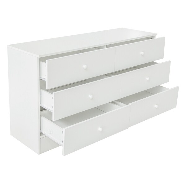 Chest of Drawers Wood Storage Cabinet with 6 Drawers-White - - 34536001