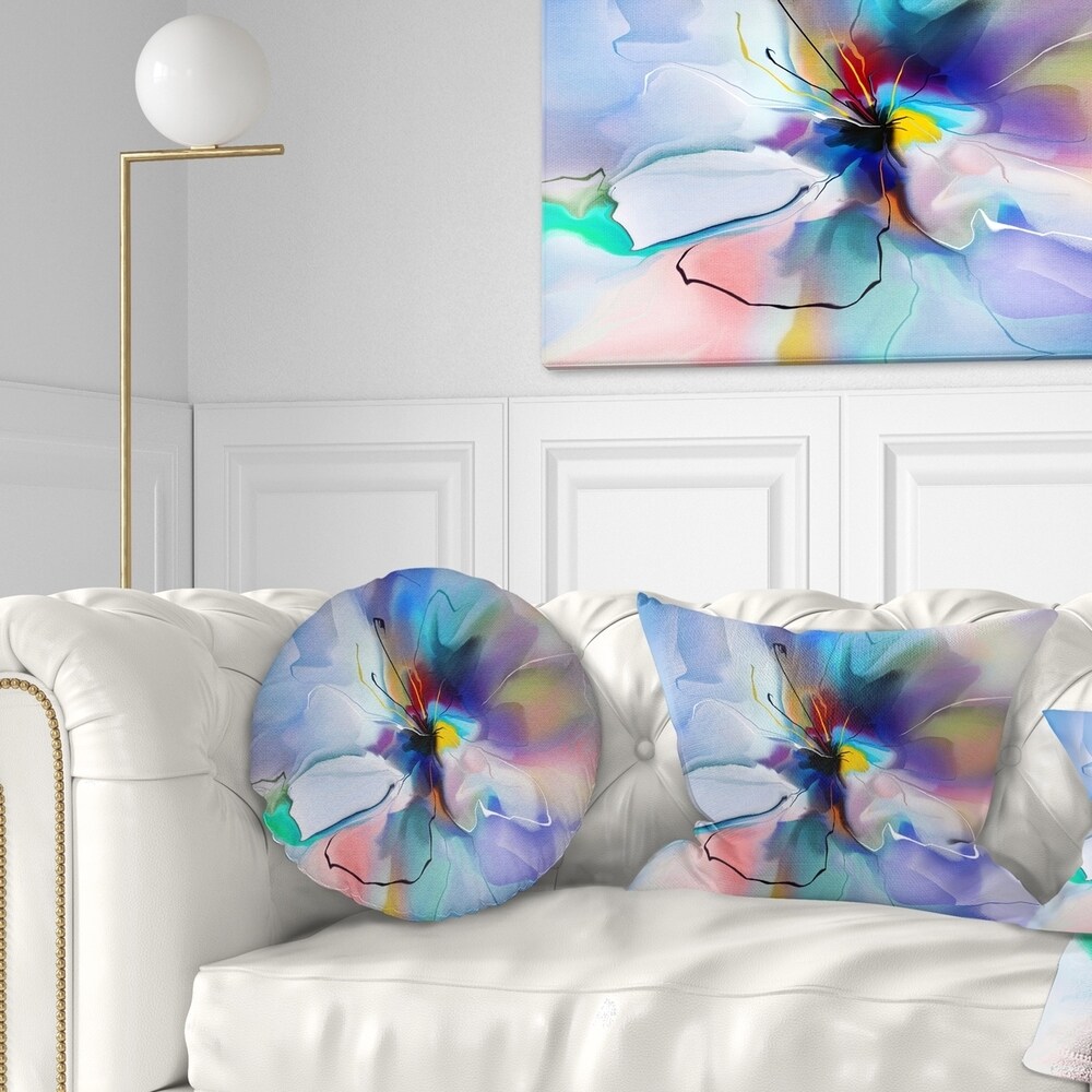 Designart 'Abstract Creative Blue Flower' Floral Throw Pillow