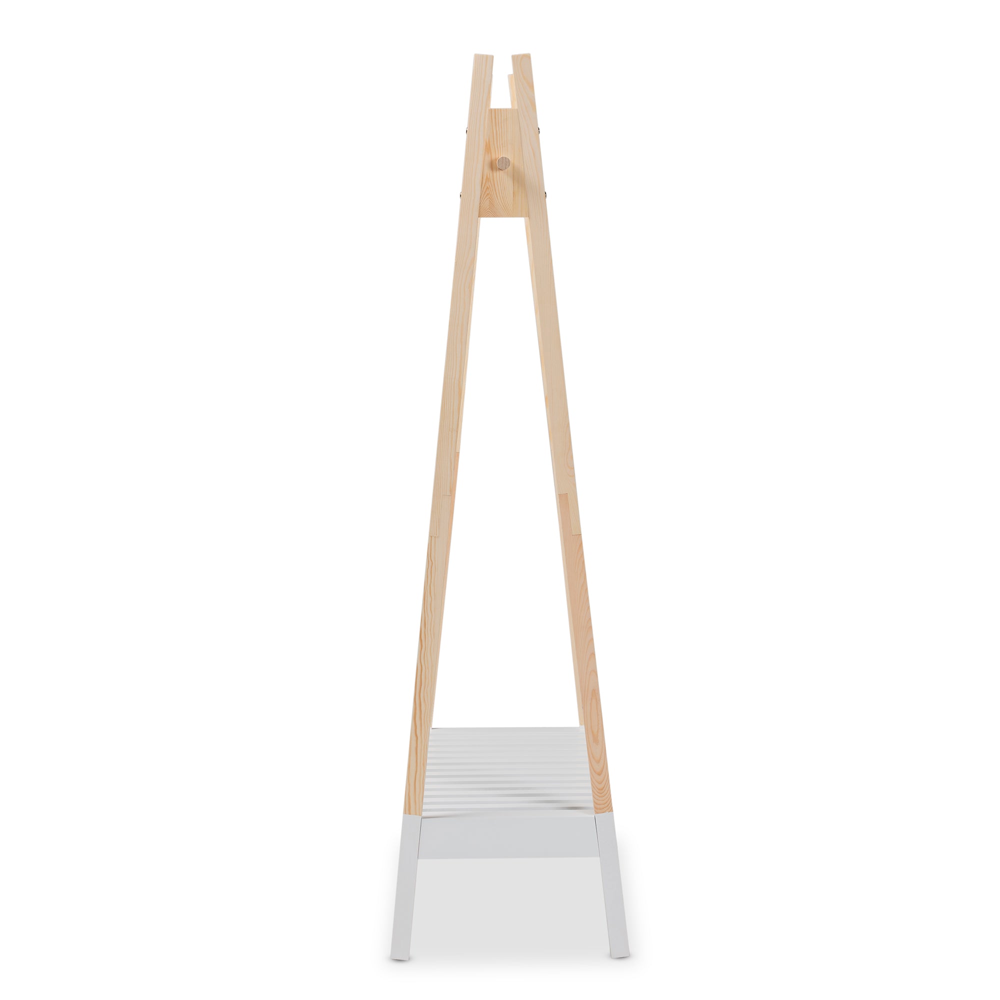 Baxton Studio Raylyn Modern and Contemporary Two-Tone White and Oak brown Finished Wood Freestanding Coat Hanger