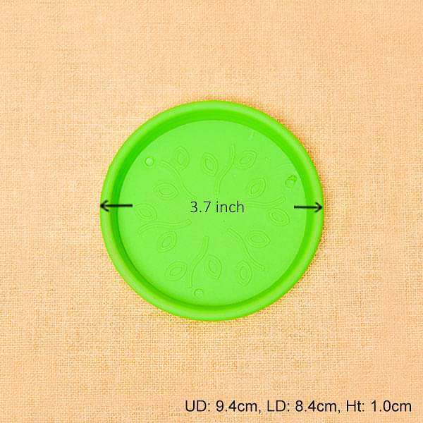 3.7 inch (9 cm) Round Plastic Plate for 4 inch (10 cm) Grower Pots (Green) (set of 6)