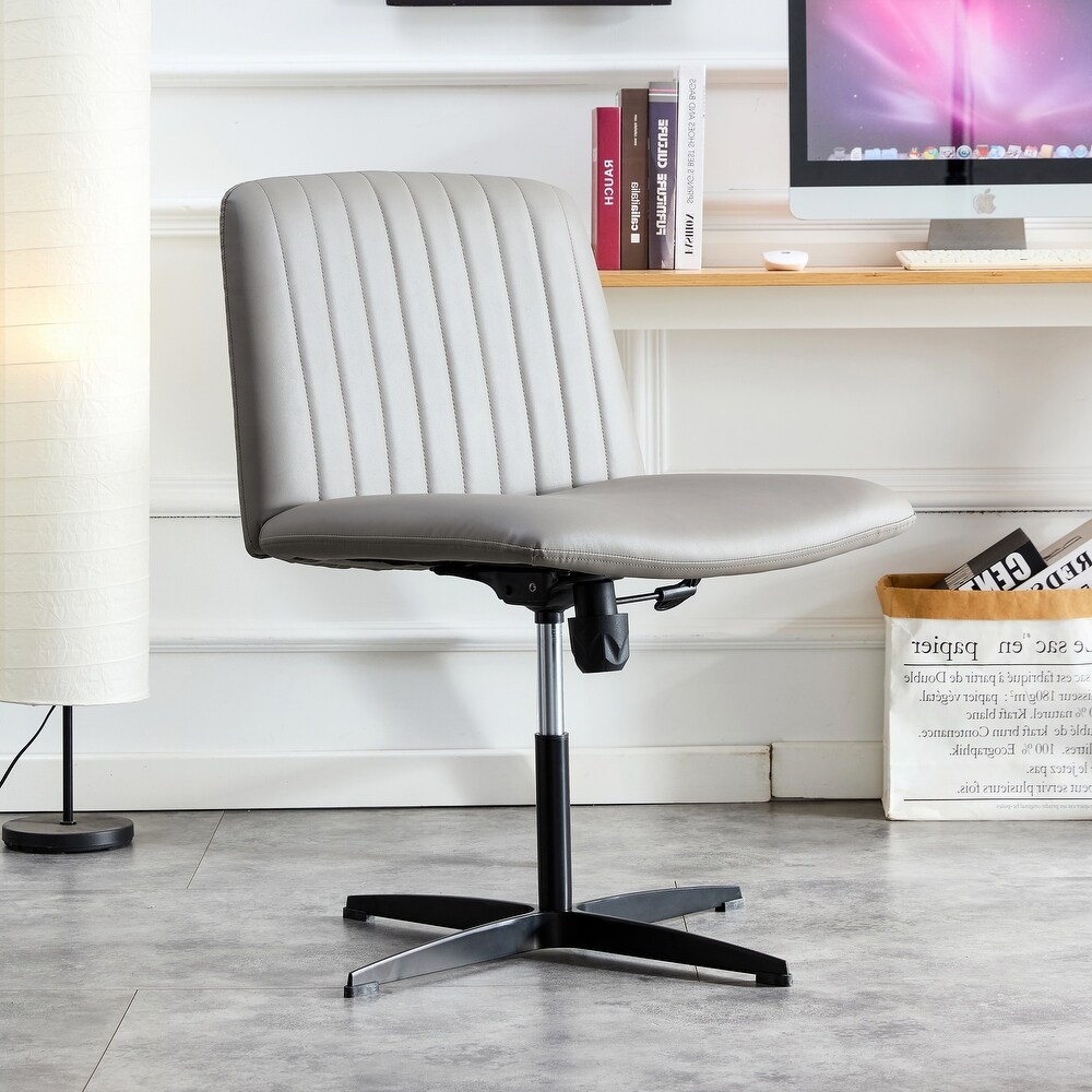 360° Swivel PU Leather Computer Chair Adjustable Office Chair for Livingroom Modern Powder Coating Makeup Study Desk Chair