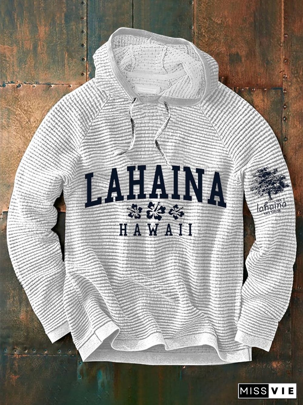 Men'sLahaina Strong Hawaii Tree of Life Aug 8 Hibiscus Print Waffle Hoodie