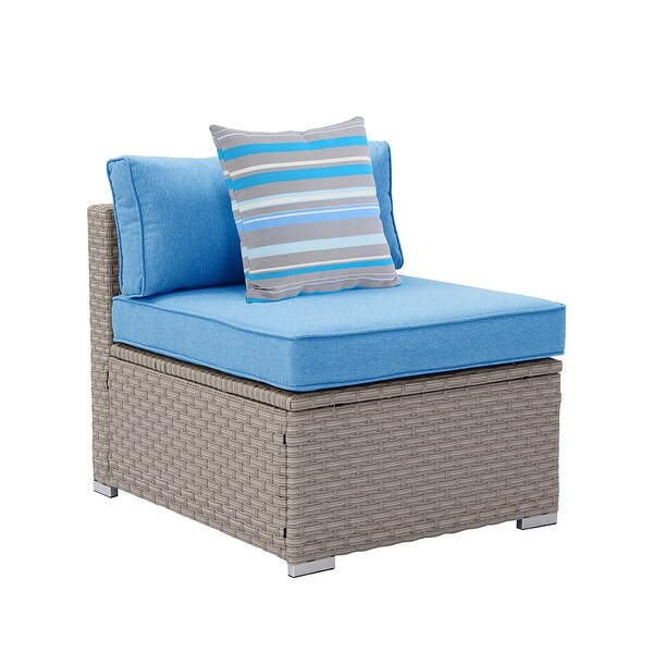 COSIEST PE Wicker Outdoor Armless Chair with Pillow