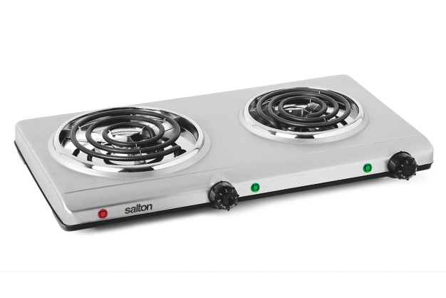 Salton Portable Double Cooktop Stainless Steel