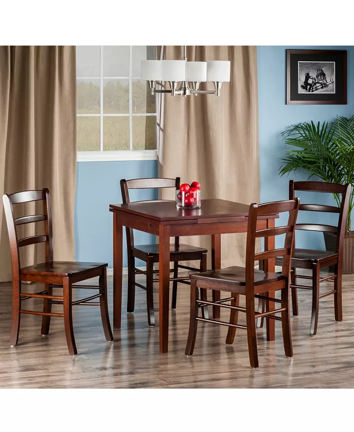 Winsome Pulman 5-Piece Extension Table with Ladder Back Chairs Set