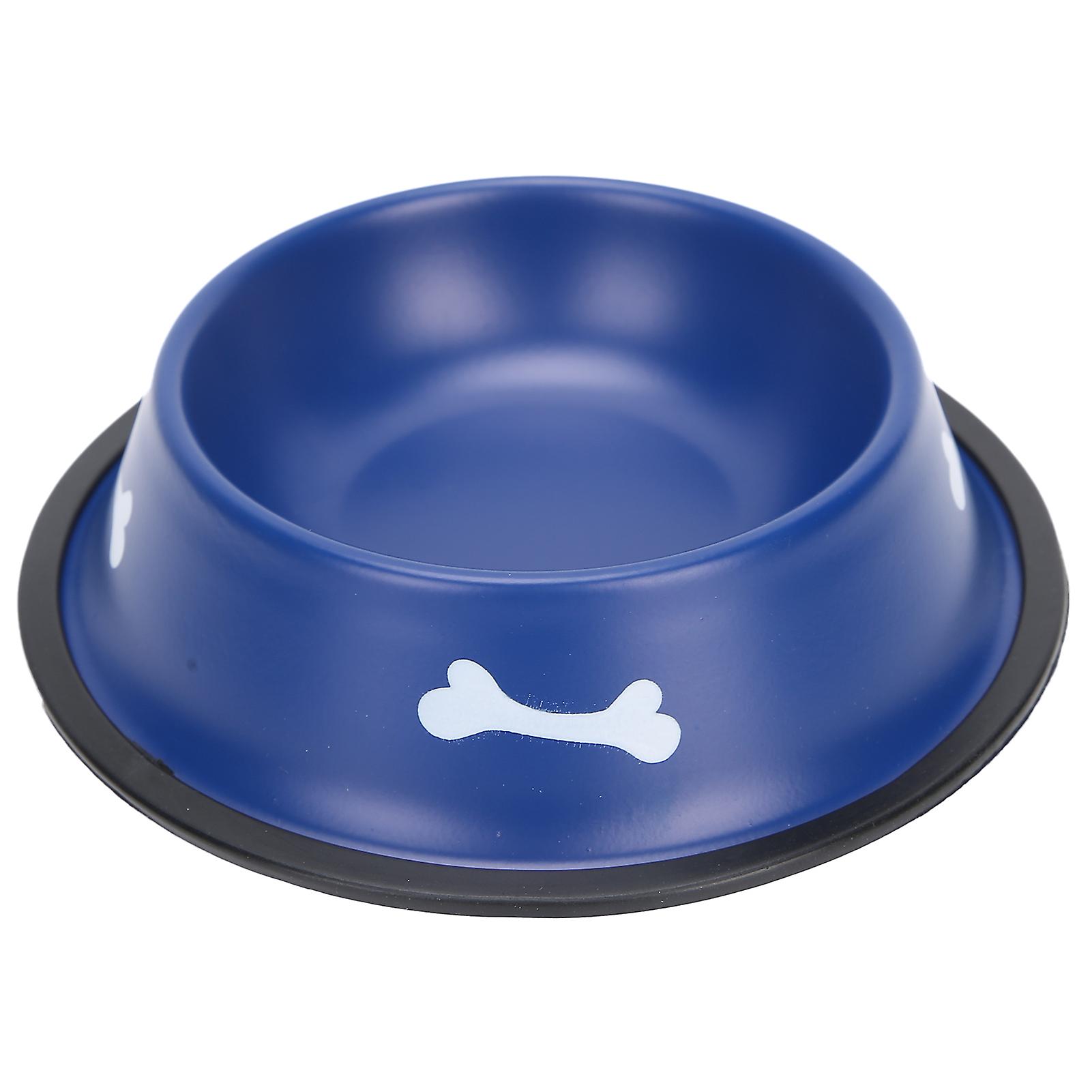 Pet Stainless Steel Bowl Cat Dog Feeder Heavyduty Nonslip Dog Dish With Cute Printblue