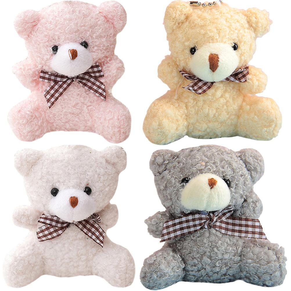 4pcs Bear Animal Plush Dolls Cartoon Bear Pendants Plush Bear Keychains Hanging Plush Bear