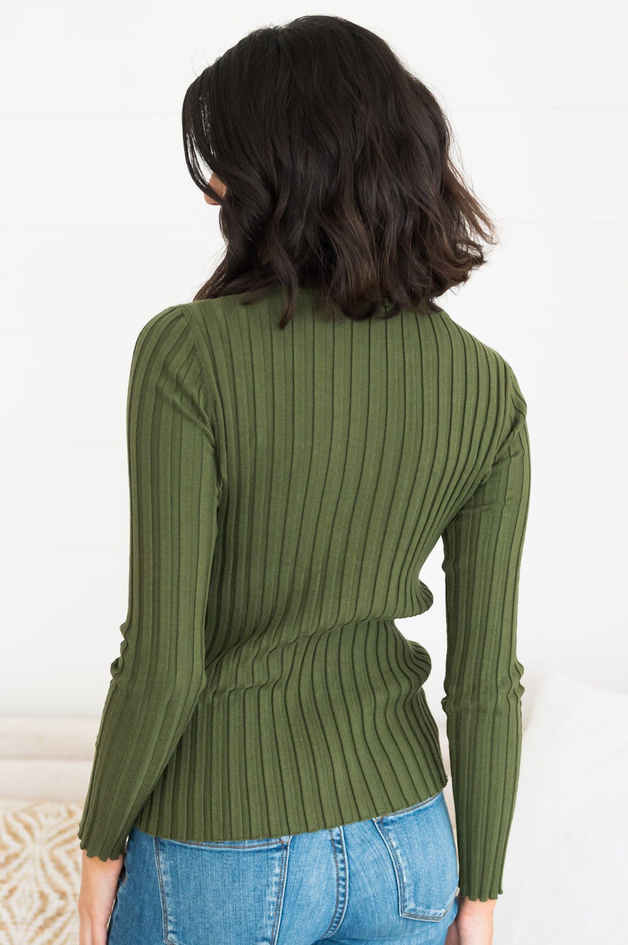 Falling Forward Modest Ribbed Sweater