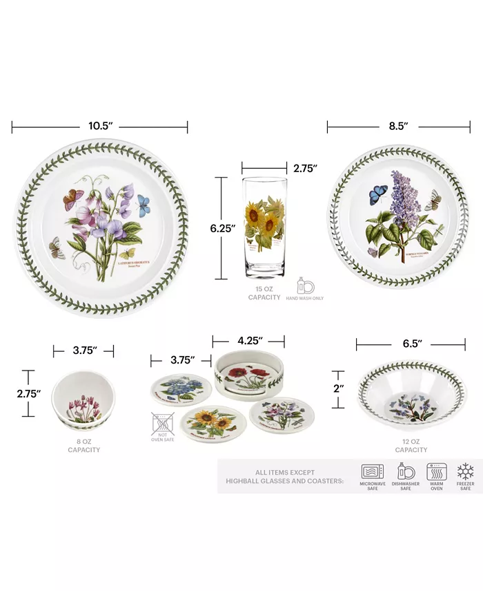 Portmeirion Botanic Garden 25-Pc. Dinnerware Set Service for 4