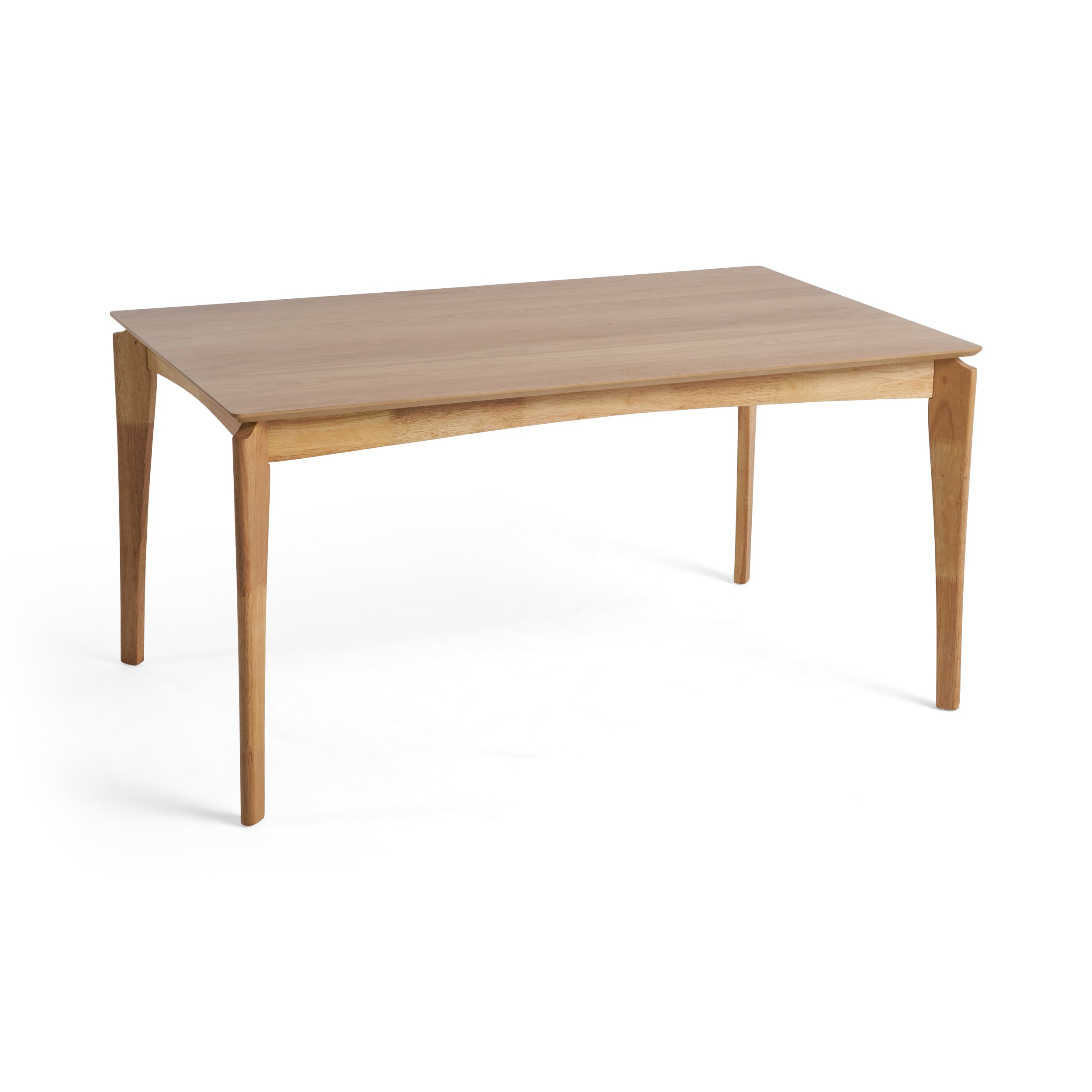 Domina Mid-Century 6-Seater Rubberwood Dining Table with Walnut Veneer Table Top