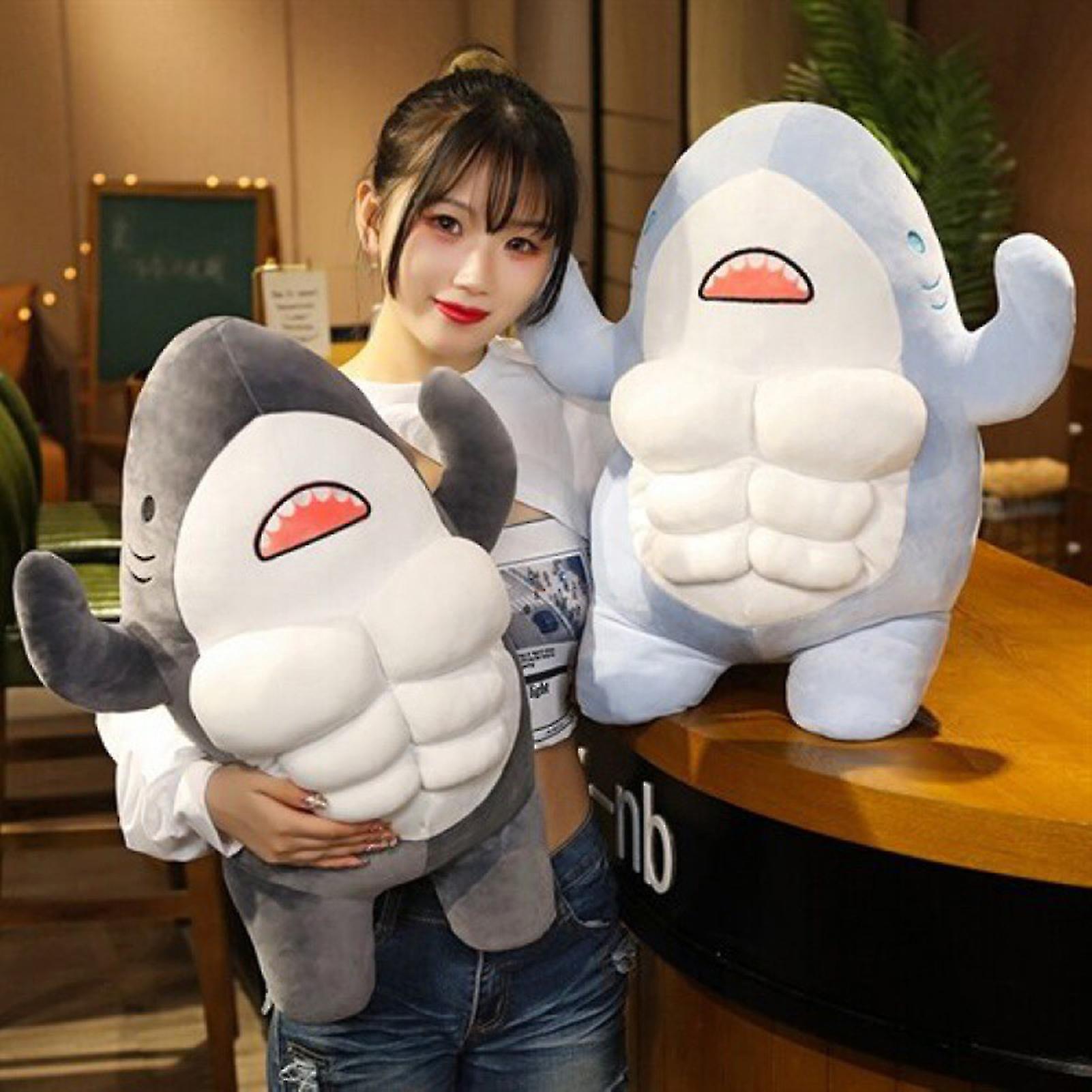 45cm Shark Plush Toy Fluffy Lovely Animal Doll Accompany And Comfort Sleeping Pillow Muscle Shark Doll Stuffed Animal Toy Birthday Gift