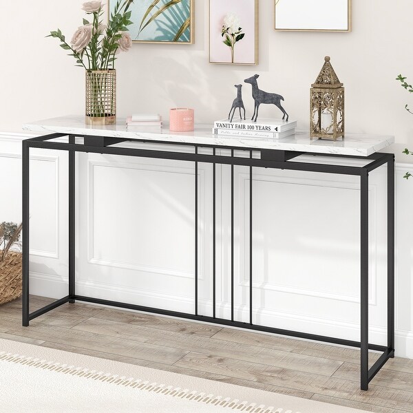 Extra Long Entryway Table Console Table with Marble Top and Metal Frame， Side Table Dining Table for Entryway Hallway Living Room