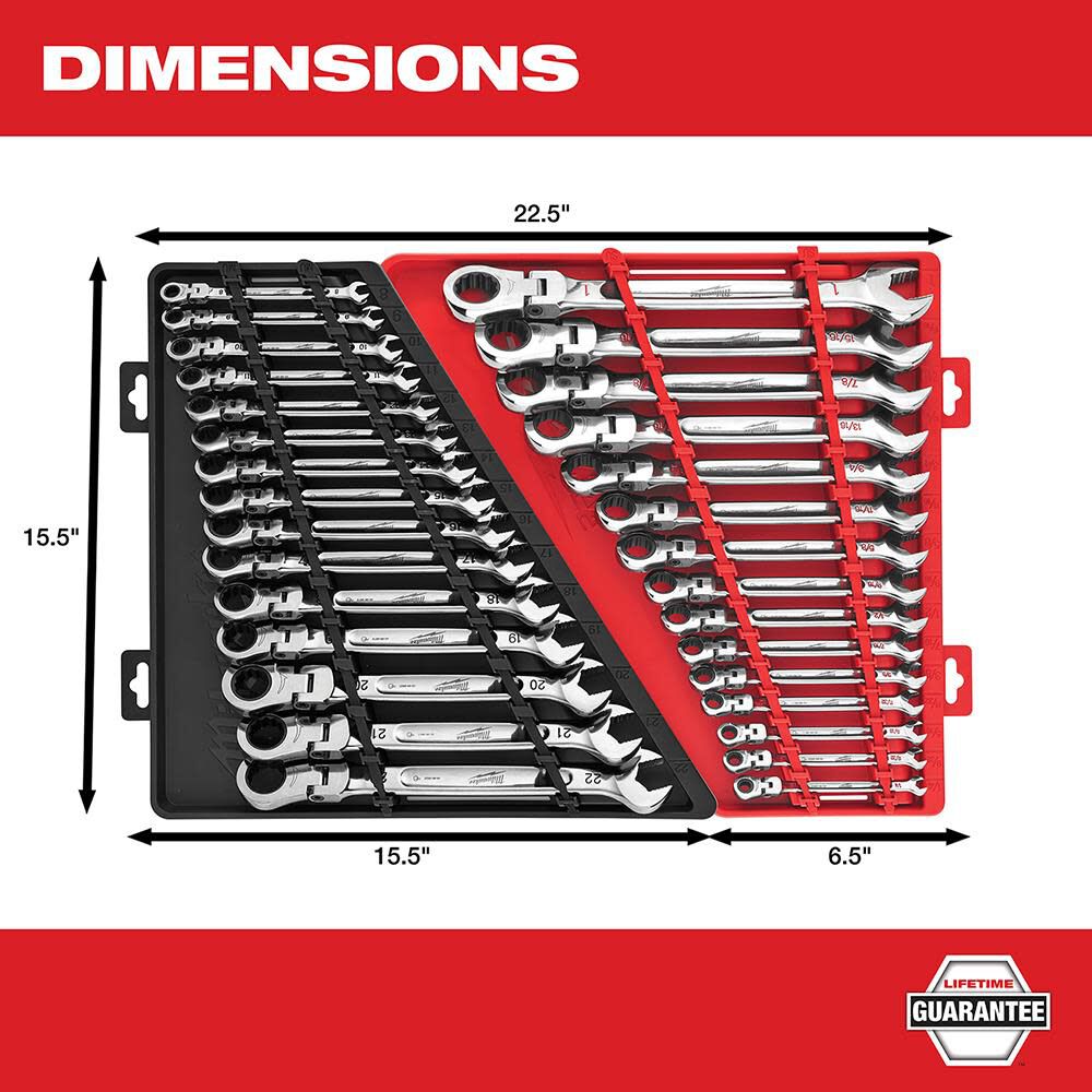 Milwaukee Combination Wrench Set Metric Flex Head Ratcheting 15pc 48-22-9513 from Milwaukee