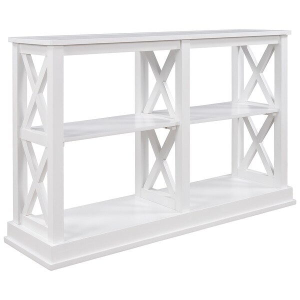 Console Table with 3-Tier Open Storage Spaces and 