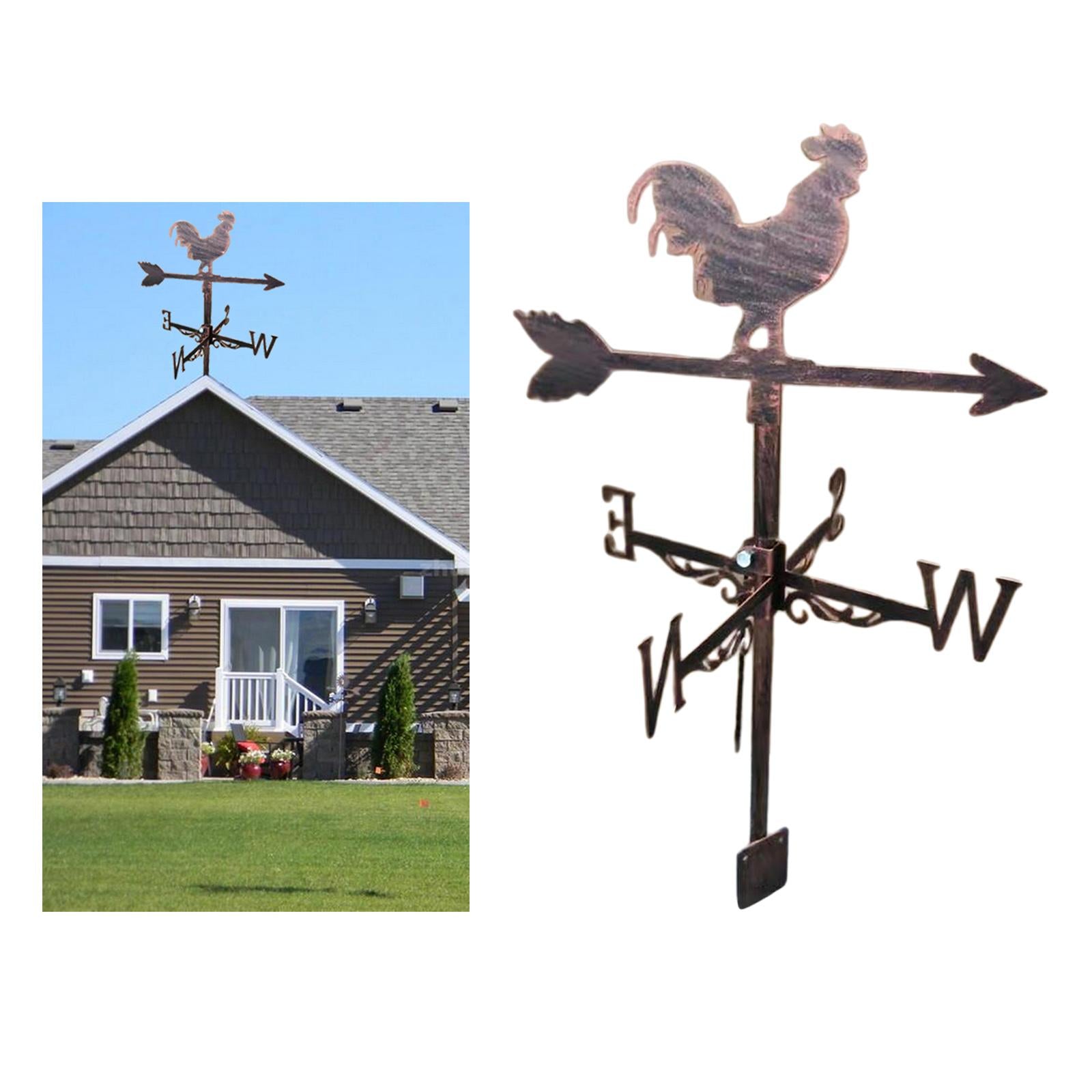 Retro Stainless Steel Weathervane Fence Mount Weather Vane Garden Stake