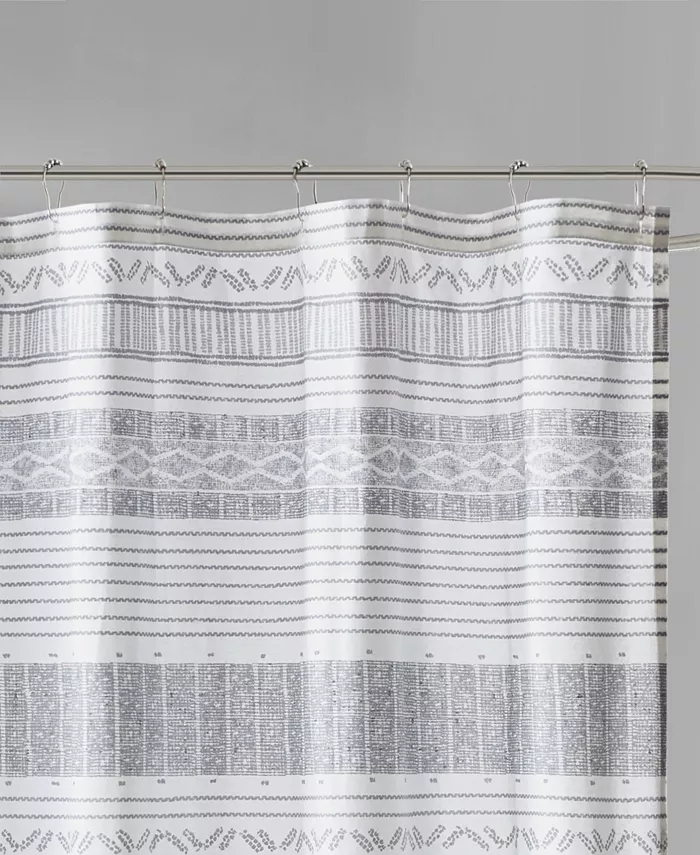 INK+IVY Cody 72 x 72 Cotton Stripe Printed Shower Curtain with Tassel