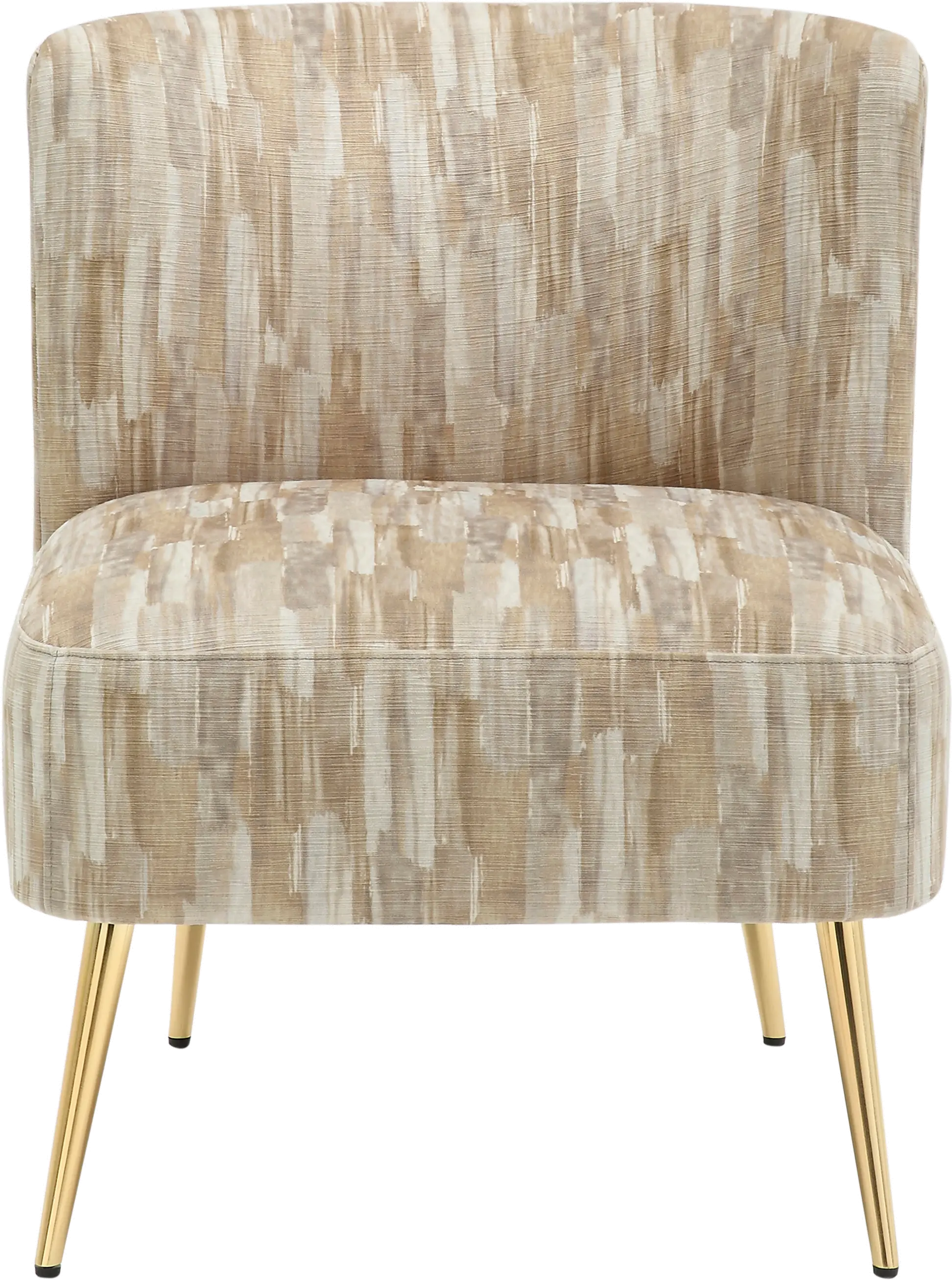 Contemporary Light Brown Slipper Chair with Gold Legs - Luna