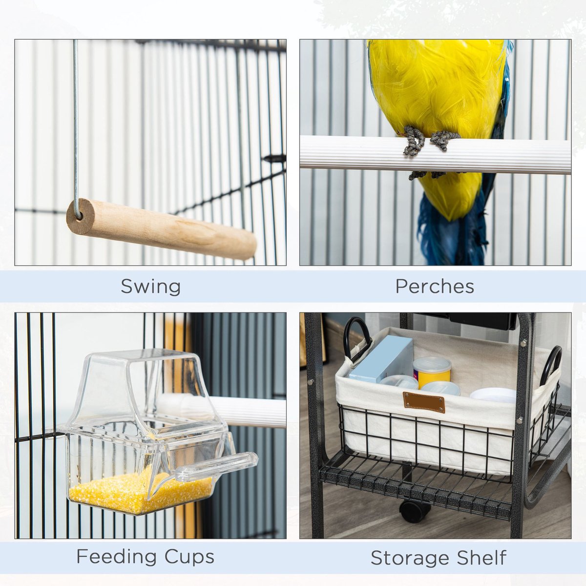 PawHut 44.5-in Metal Indoor Starter Kit Bird Cage