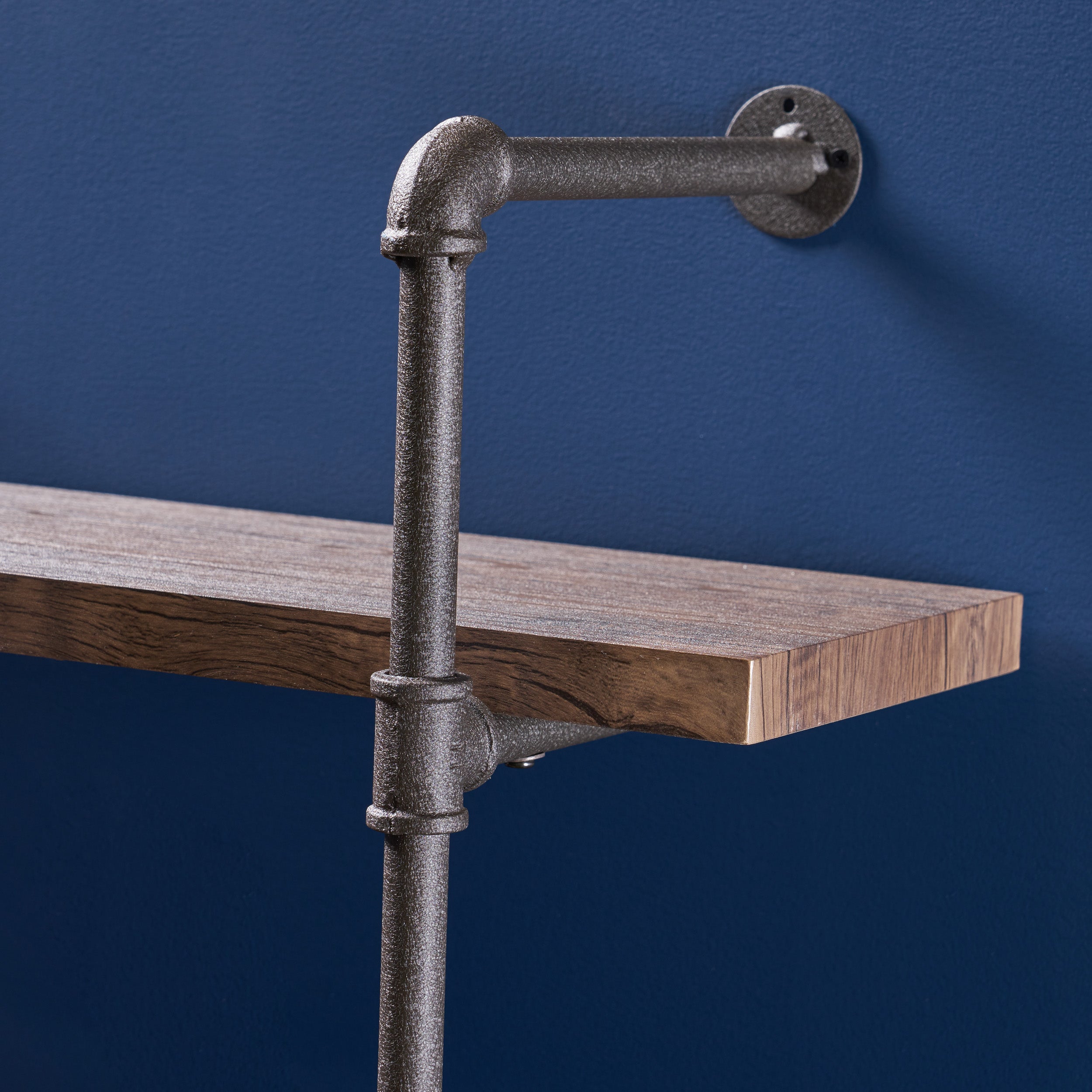 Caden Industrial Pipe Design 3-Tier Wall Mount Floating Shelf