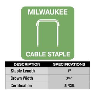 MW 1 in. Insulated Cable Staples for M12 Cable Stapler (600 Per Box) MNM1-600