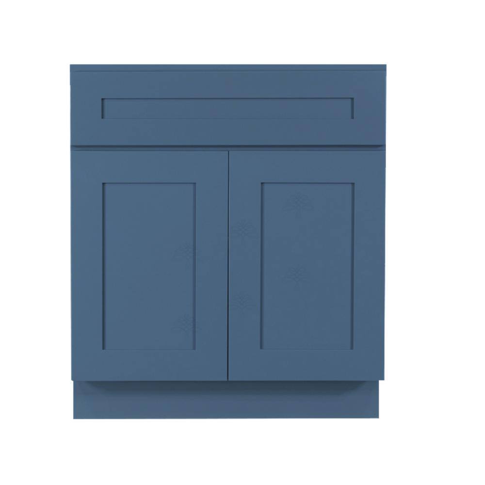 LIFEART CABINETRY Lancaster Blue Plywood Shaker Stock Assembled Base Kitchen Cabinet 24 in. W x 34.5 in. D H x 24 in. D ALB-B24