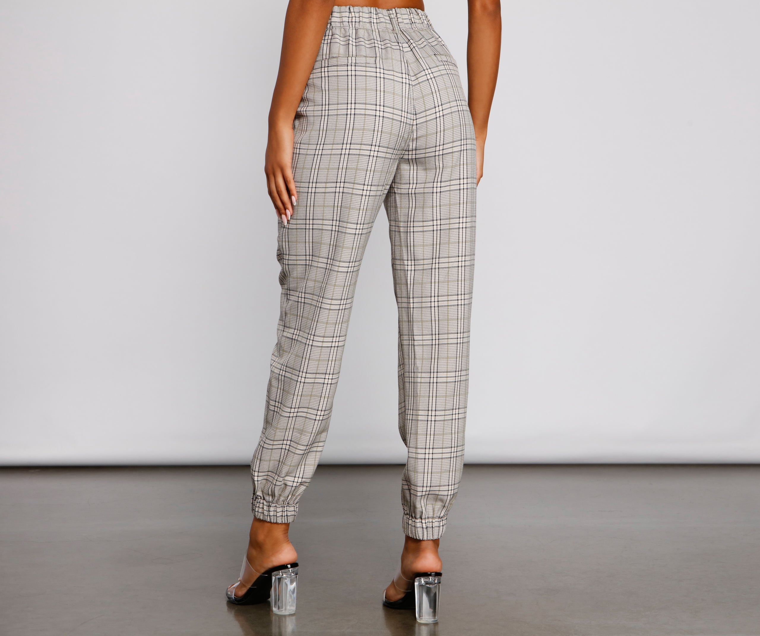 Keeping It Classy High Rise Plaid Jogger