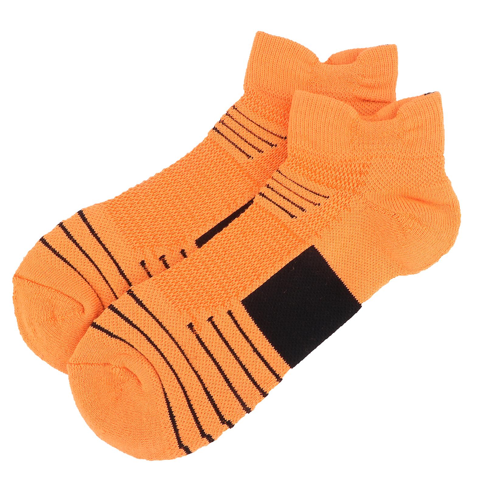 Combed Cotton Basketball Breathable Anti Slip Sport Running Shock Absorption Socks(orange Black )