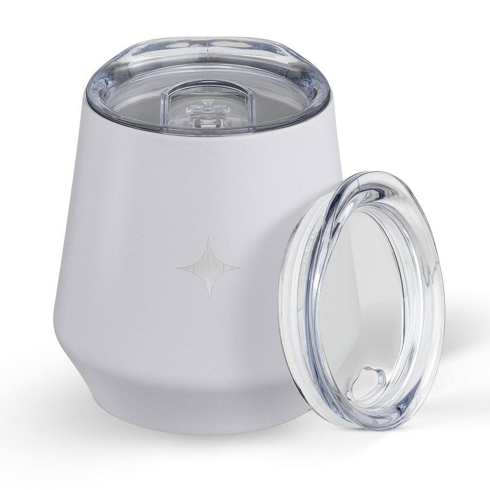 JoyJolt 12 oz. White Stainless Steel Vacuum Insulated Stemless Wine Tumbler with Lid JVI10606